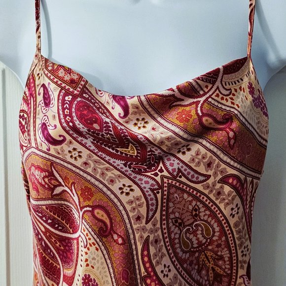 NWOT Target Womens Nightgown & Robe Set Long 100% Silk Red Paisley Small - Picture 4 of 16